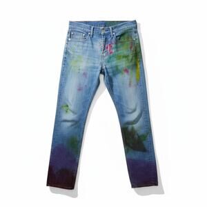 LEVI'S 511 2015 INDIVIDUALIZED Jeans Slim Fit Zip "STEPPED IN IT" - W31 L32